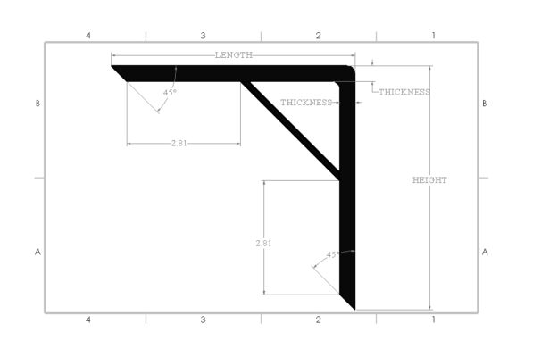 Reinforced Heavy Duty Metal Shelf Bracket