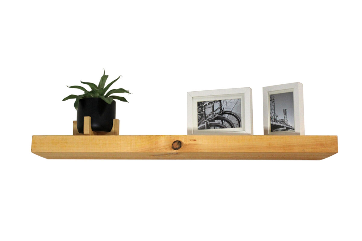 Light Wood Floating Shelf With Hidden Brackets