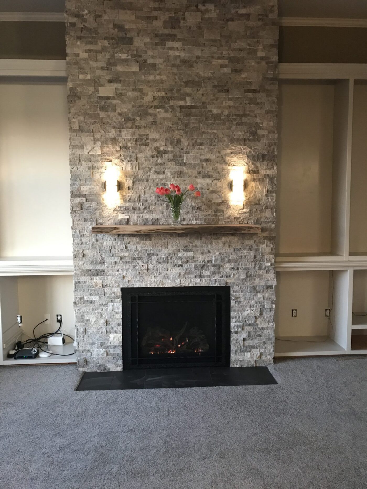 Fireplace Mantel With Floating Mantel Hardware