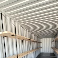 Shelving in Shipping Container