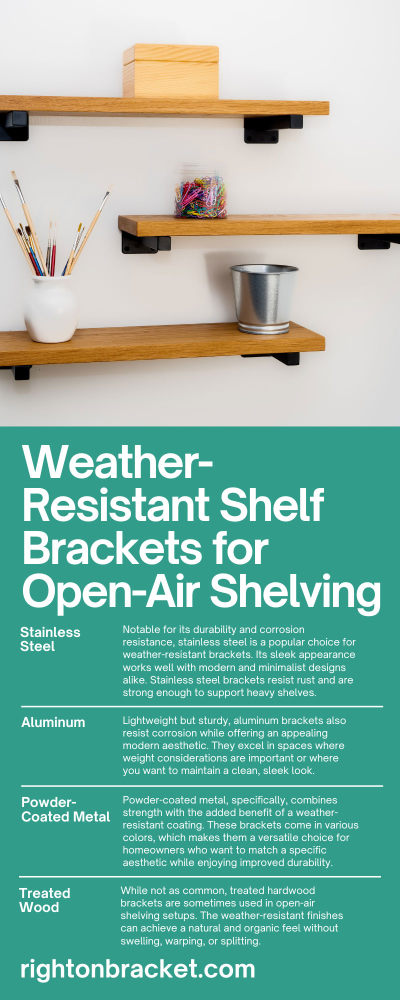 Weather-Resistant Shelf Brackets for Open-Air Shelving